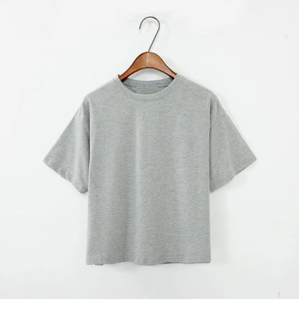 Short Sleeve O-neck Solid Color T- Shirt