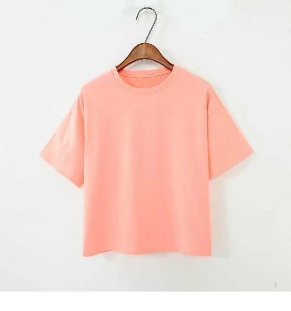 Short Sleeve O-neck Solid Color T- Shirt