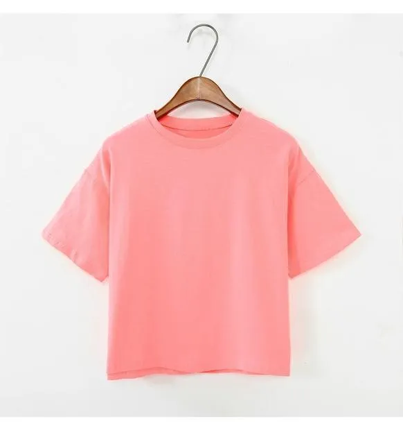 Short Sleeve O-neck Solid Color T- Shirt
