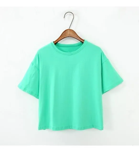 Short Sleeve O-neck Solid Color T- Shirt