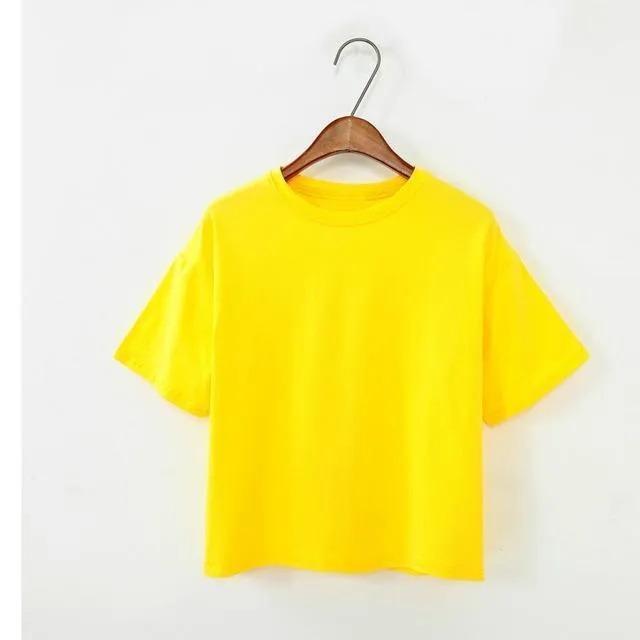Short Sleeve O-neck Solid Color T- Shirt