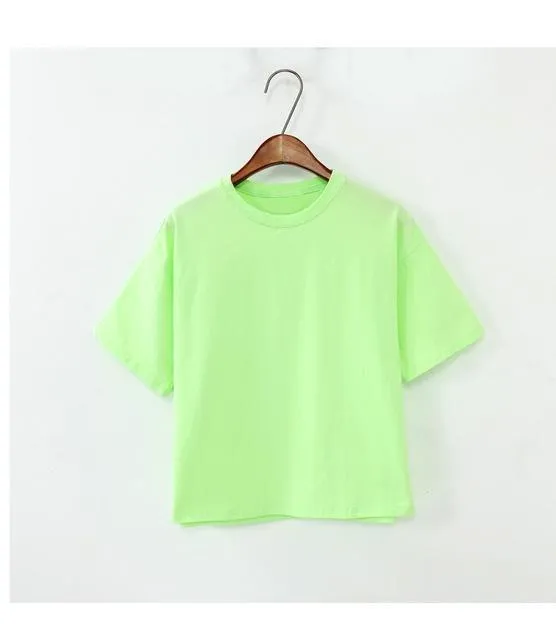Short Sleeve O-neck Solid Color T- Shirt