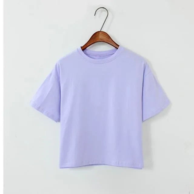Short Sleeve O-neck Solid Color T- Shirt