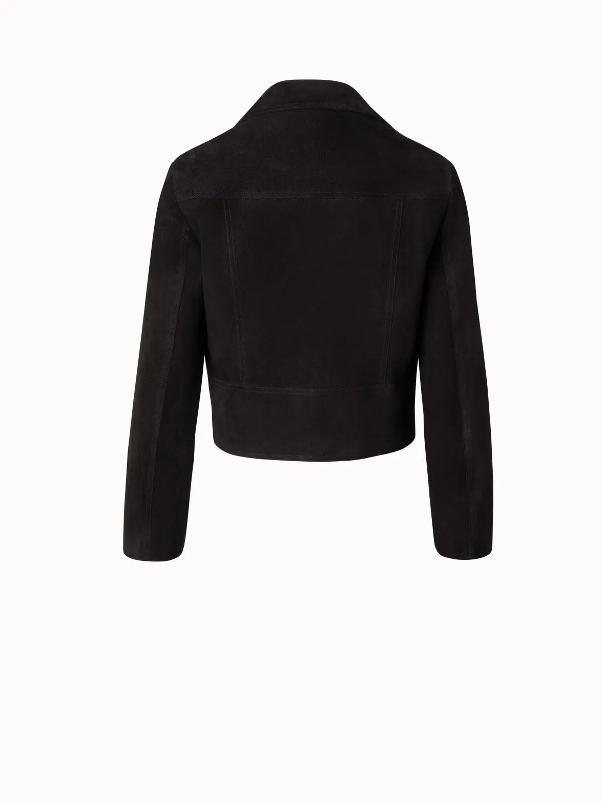 Short Suede Moto Style Leather Jacket