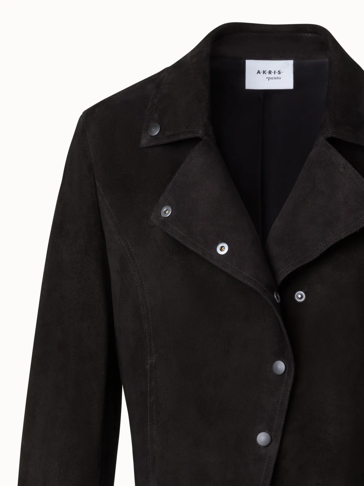 Short Suede Moto Style Leather Jacket
