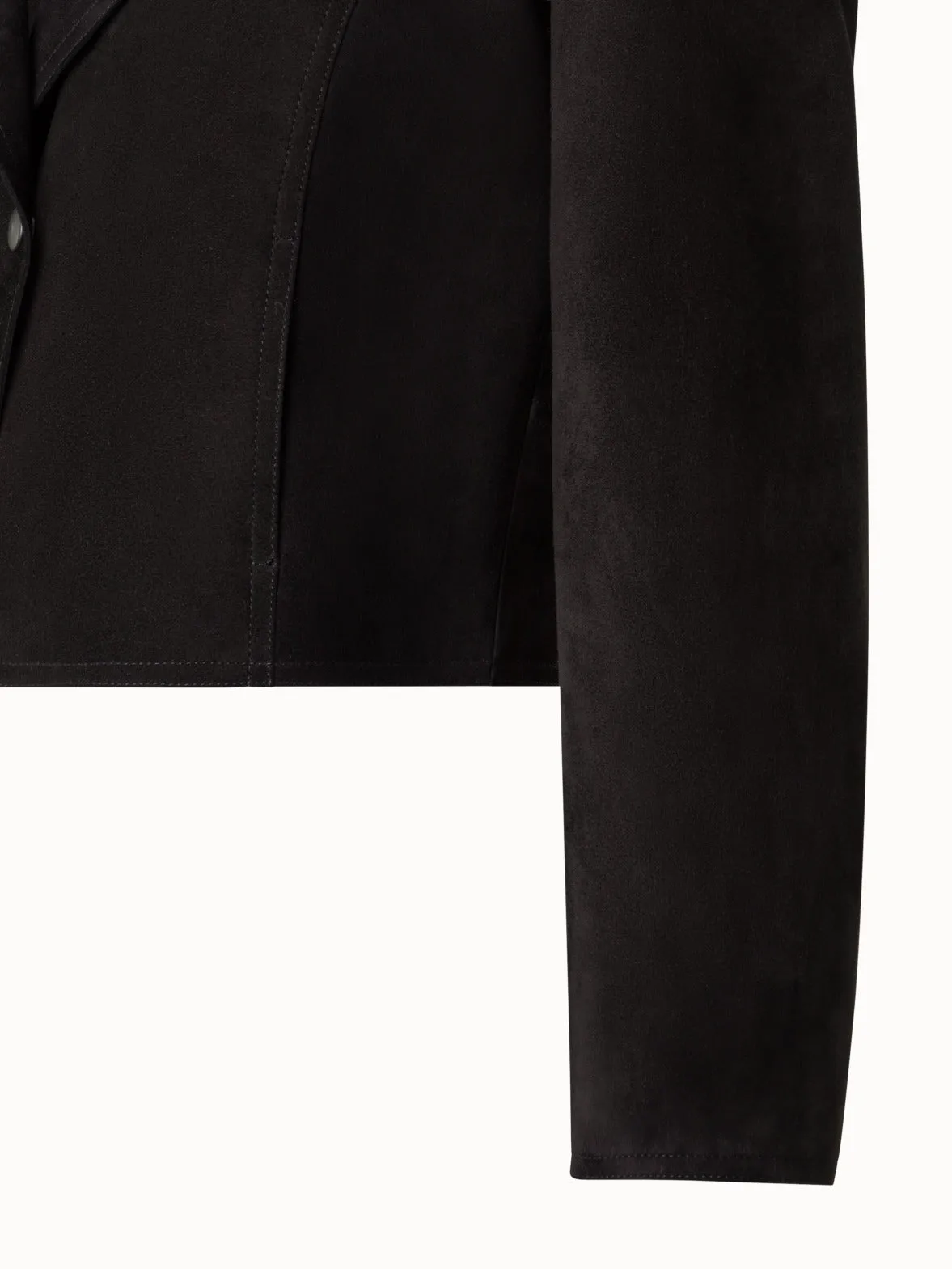 Short Suede Moto Style Leather Jacket