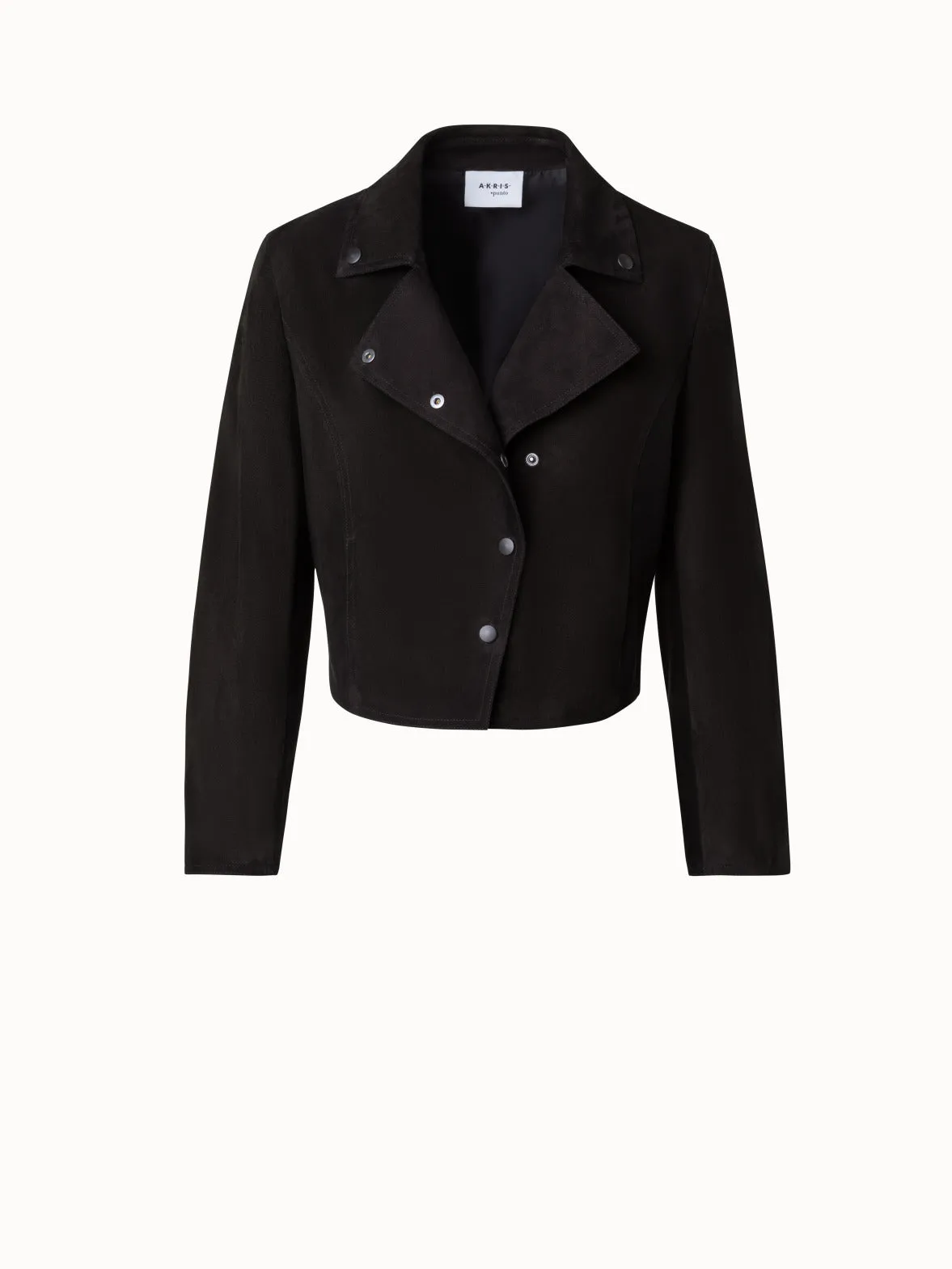 Short Suede Moto Style Leather Jacket