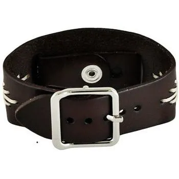 Showgirl Ladies Brown Watch with Diamond Stitched Dark Brown Leather Cuff