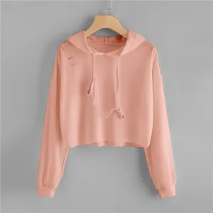 Shredded Crop Hoodie
