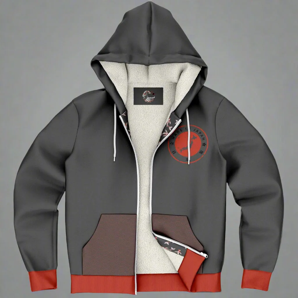 Shōwa Sanshoku Koi Grey Winter Hoodie