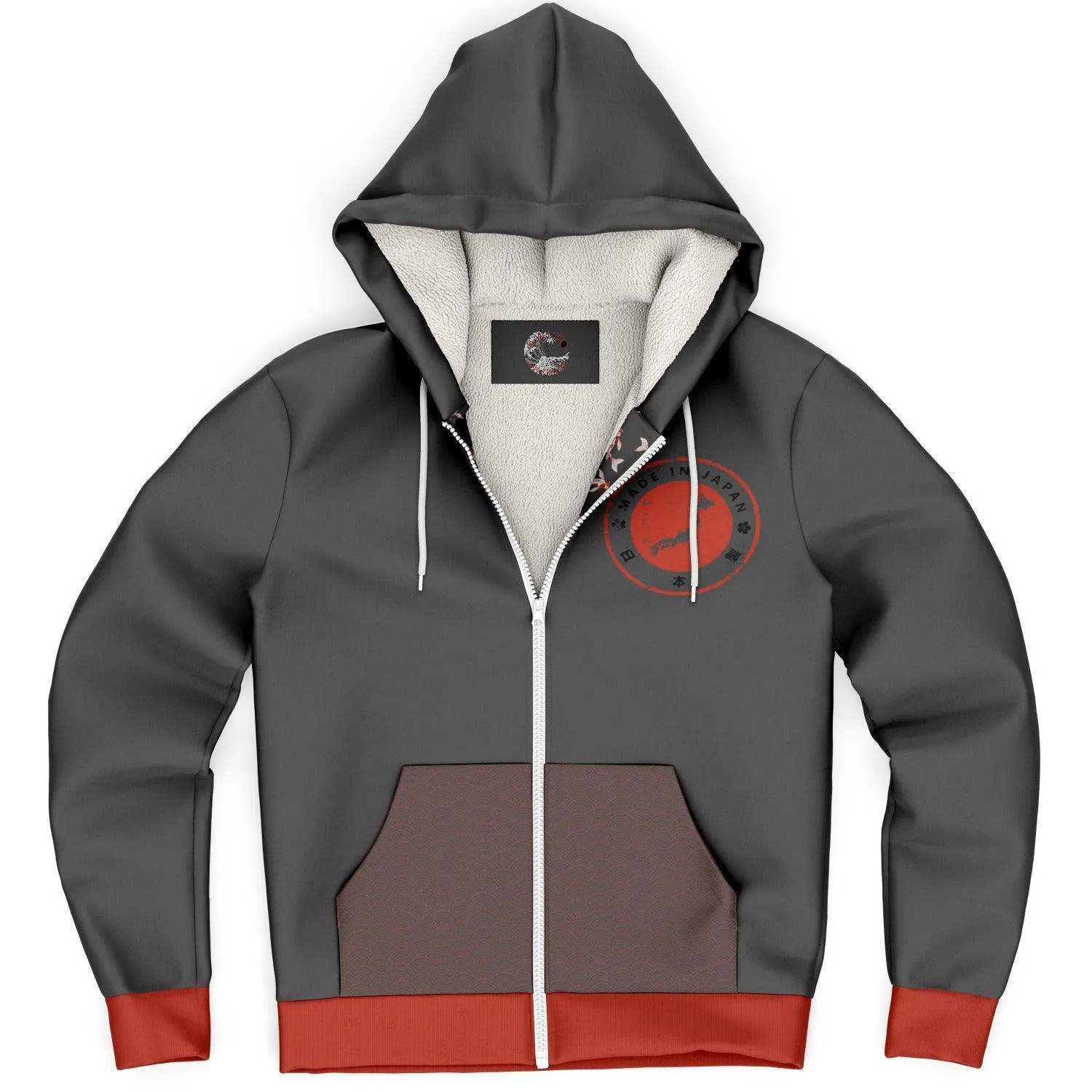 Shōwa Sanshoku Koi Grey Winter Hoodie