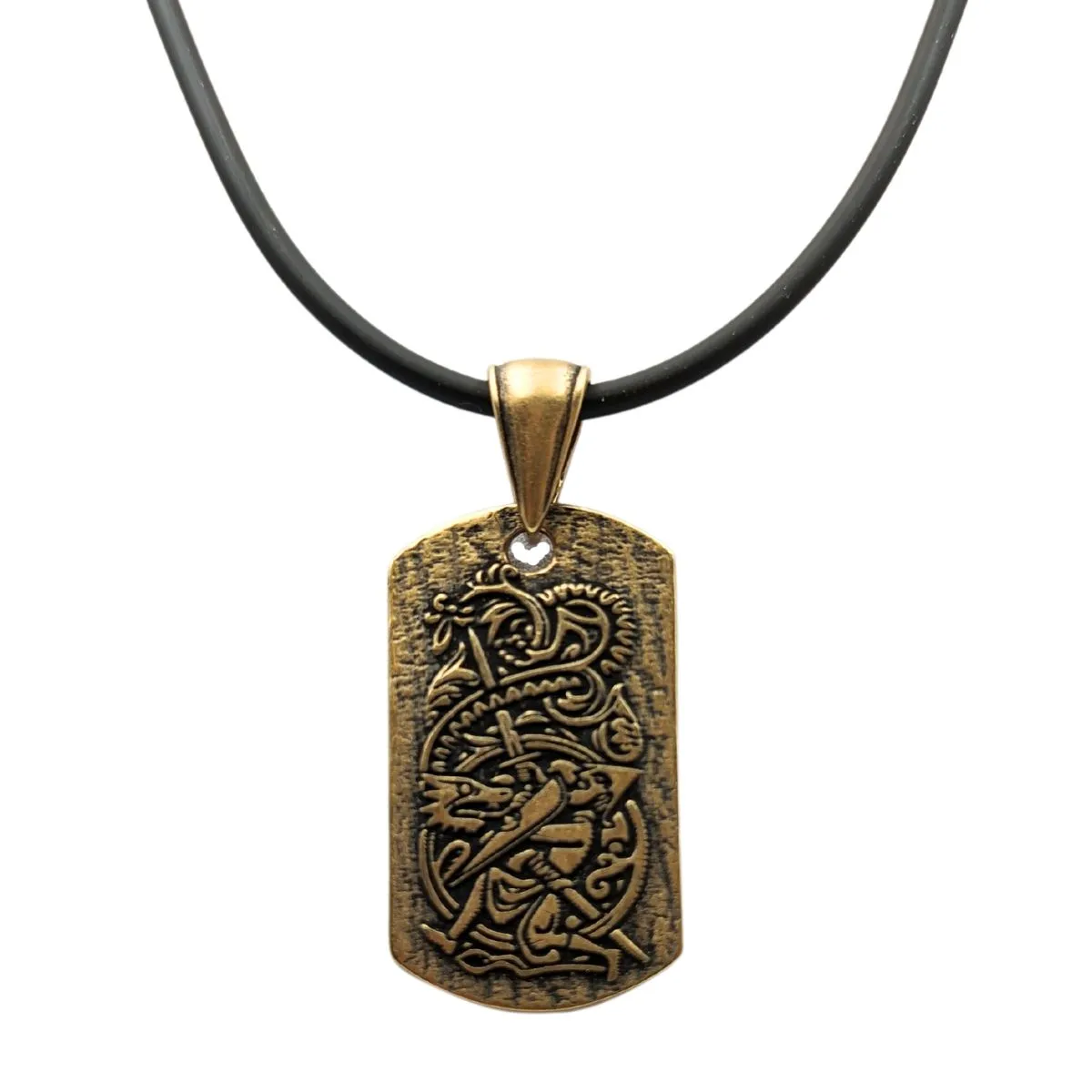 Sigurd and Fafnir Aegishjalmur bronze pendant