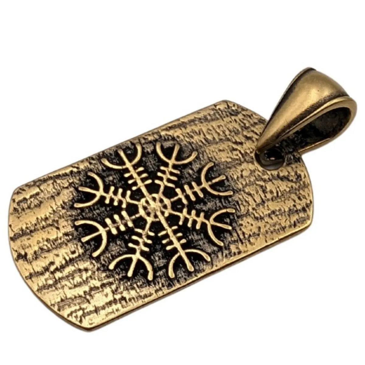 Sigurd and Fafnir Aegishjalmur bronze pendant
