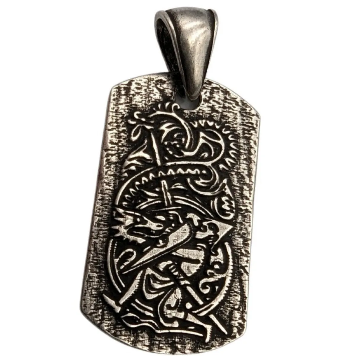 Sigurd and Fafnir Aegishjalmur bronze pendant