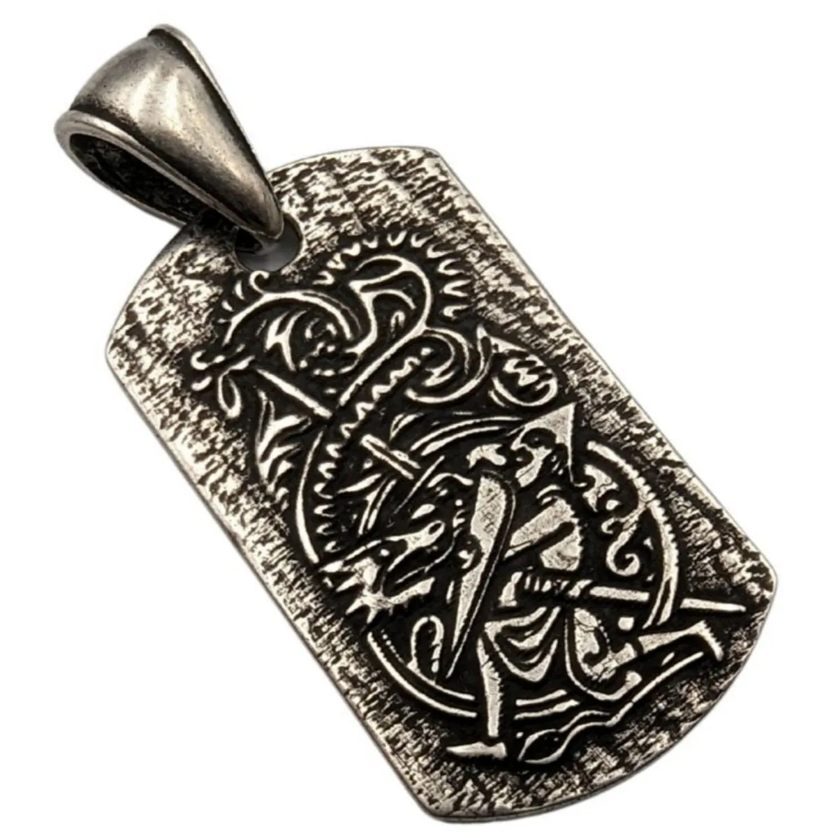 Sigurd and Fafnir Aegishjalmur bronze pendant
