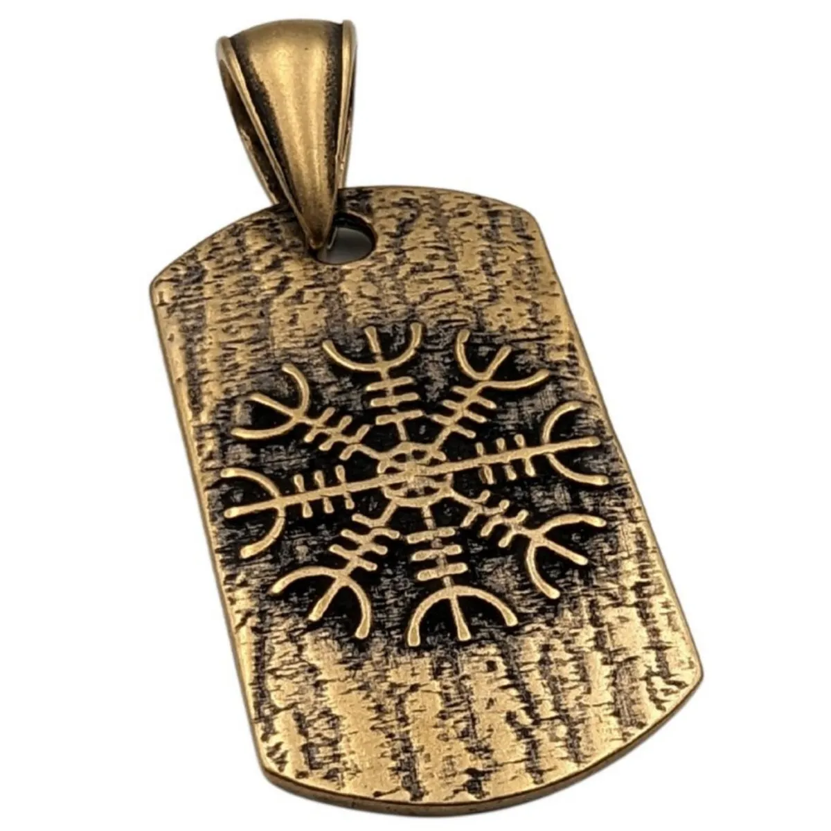 Sigurd and Fafnir Aegishjalmur bronze pendant