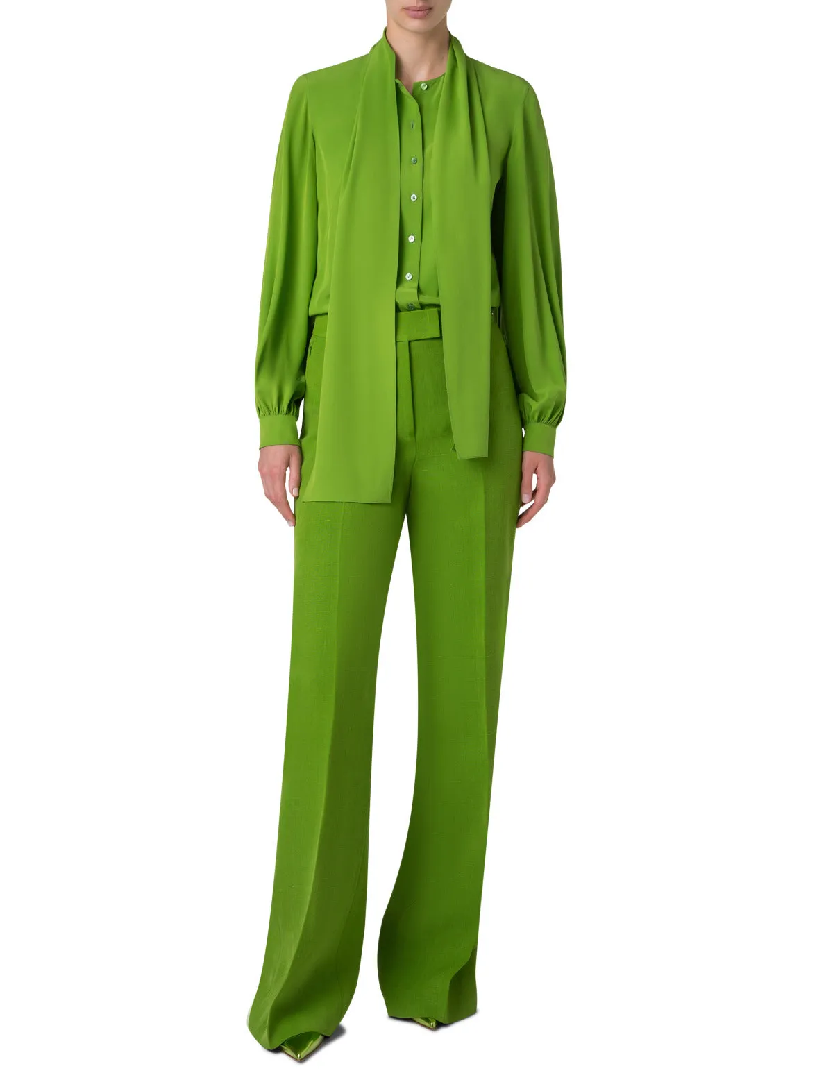 Silk Blouse with Fixed Bow