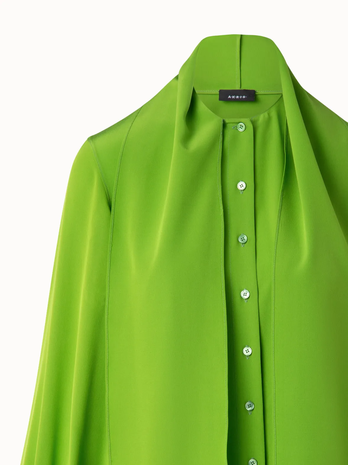 Silk Blouse with Fixed Bow