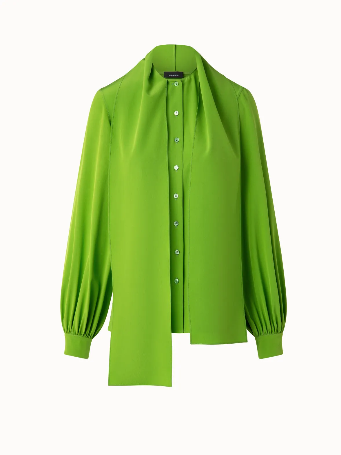 Silk Blouse with Fixed Bow