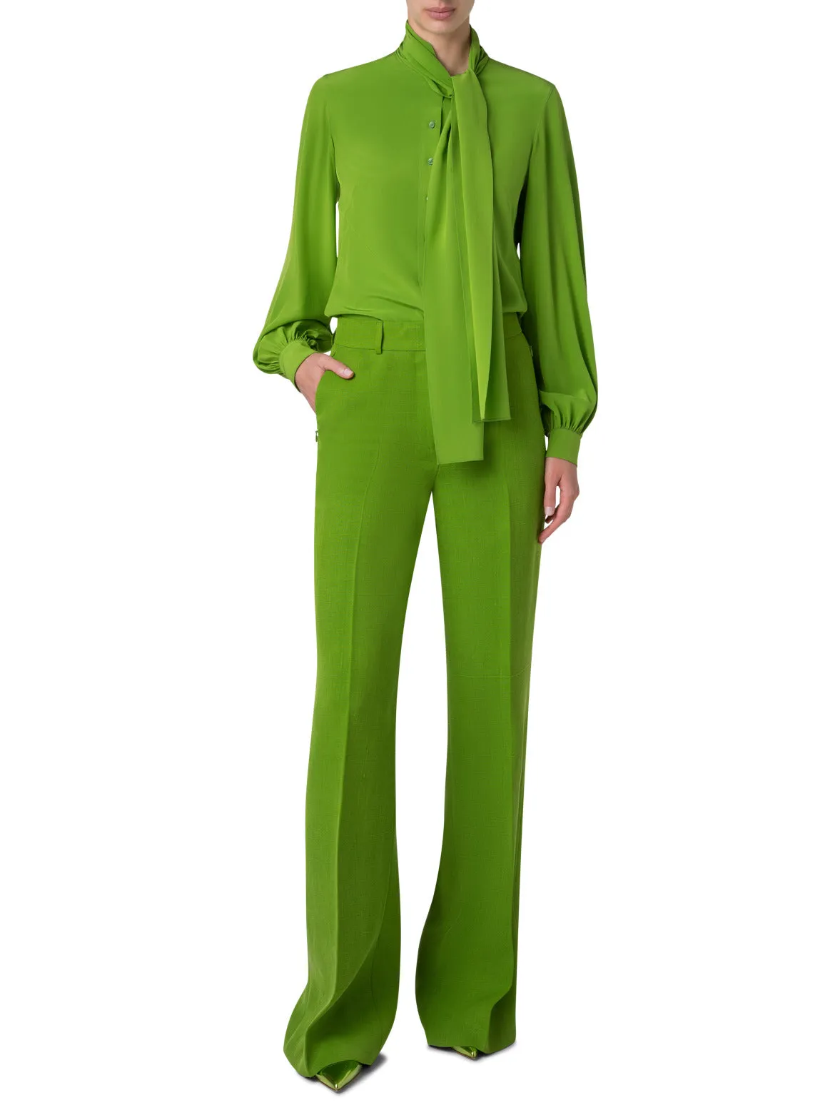 Silk Blouse with Fixed Bow
