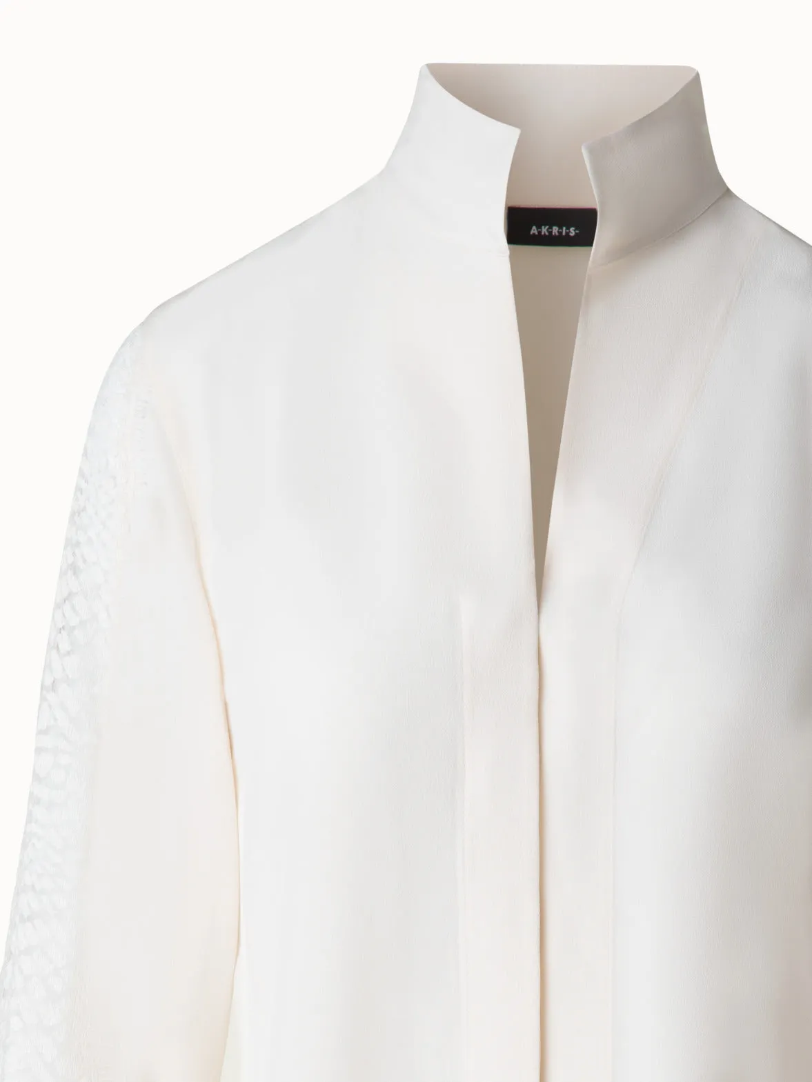 Silk Blouse with Wave Lace
