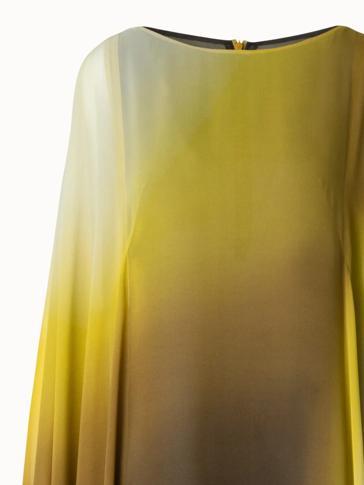 Silk Caftan Dress with Shadow Print