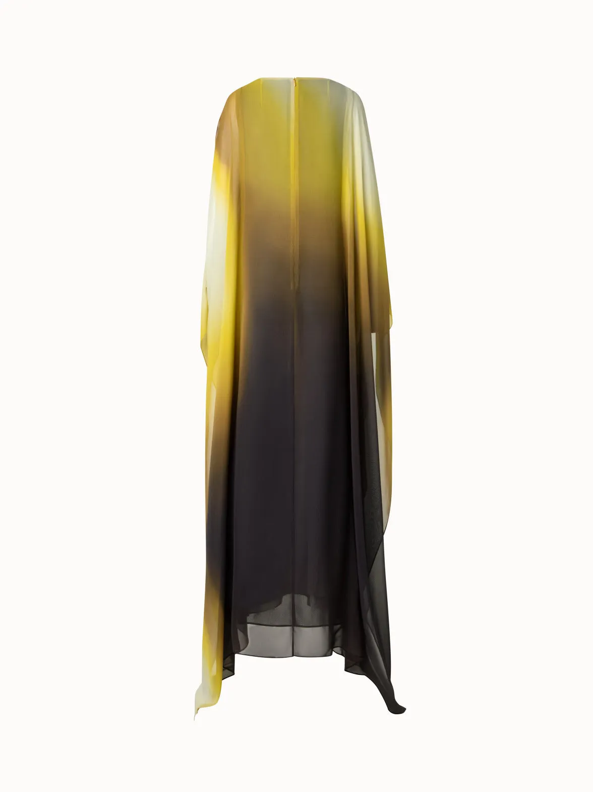 Silk Caftan Dress with Shadow Print