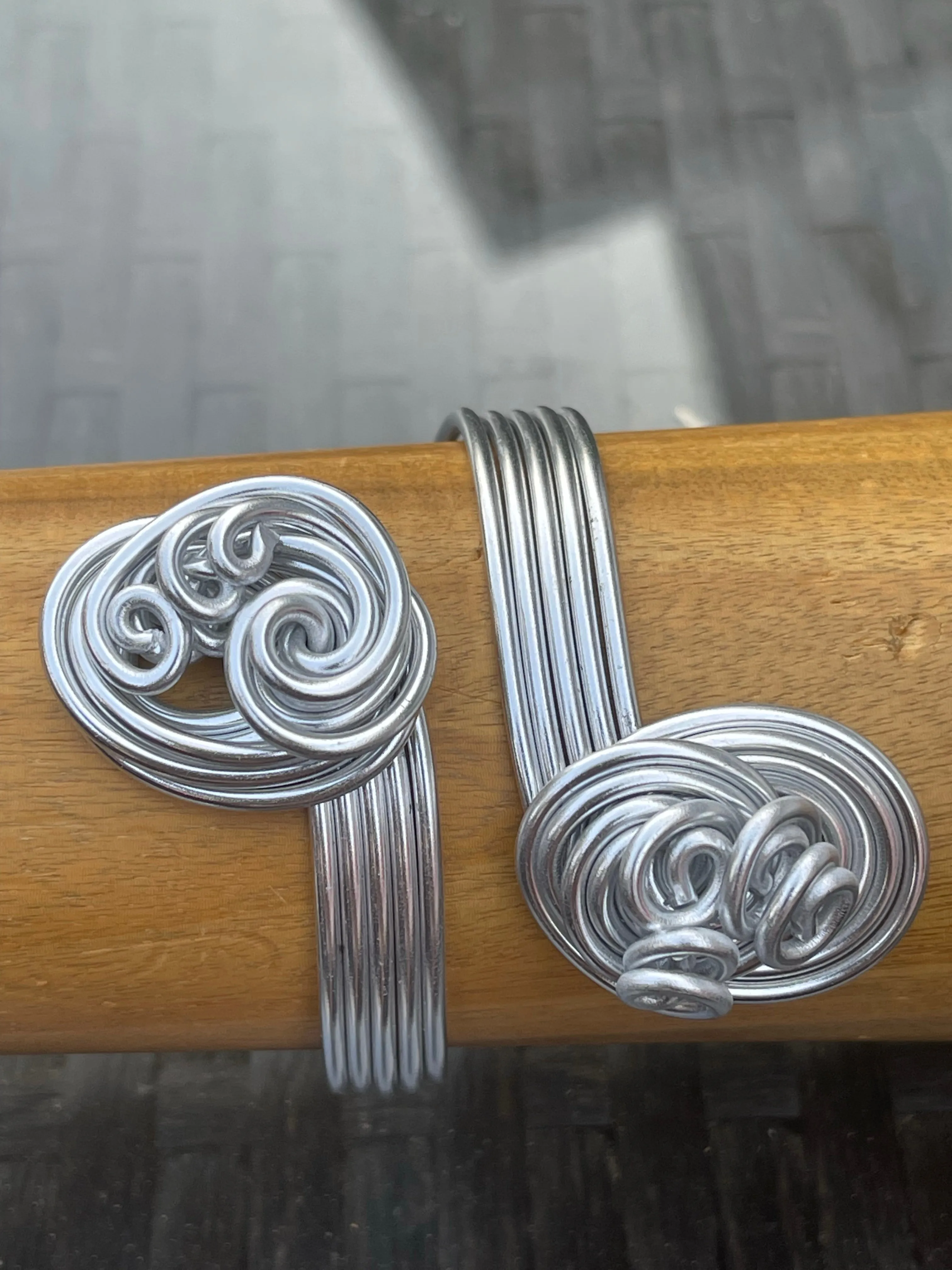 Silver Aluminum Wire Cuff Braceler