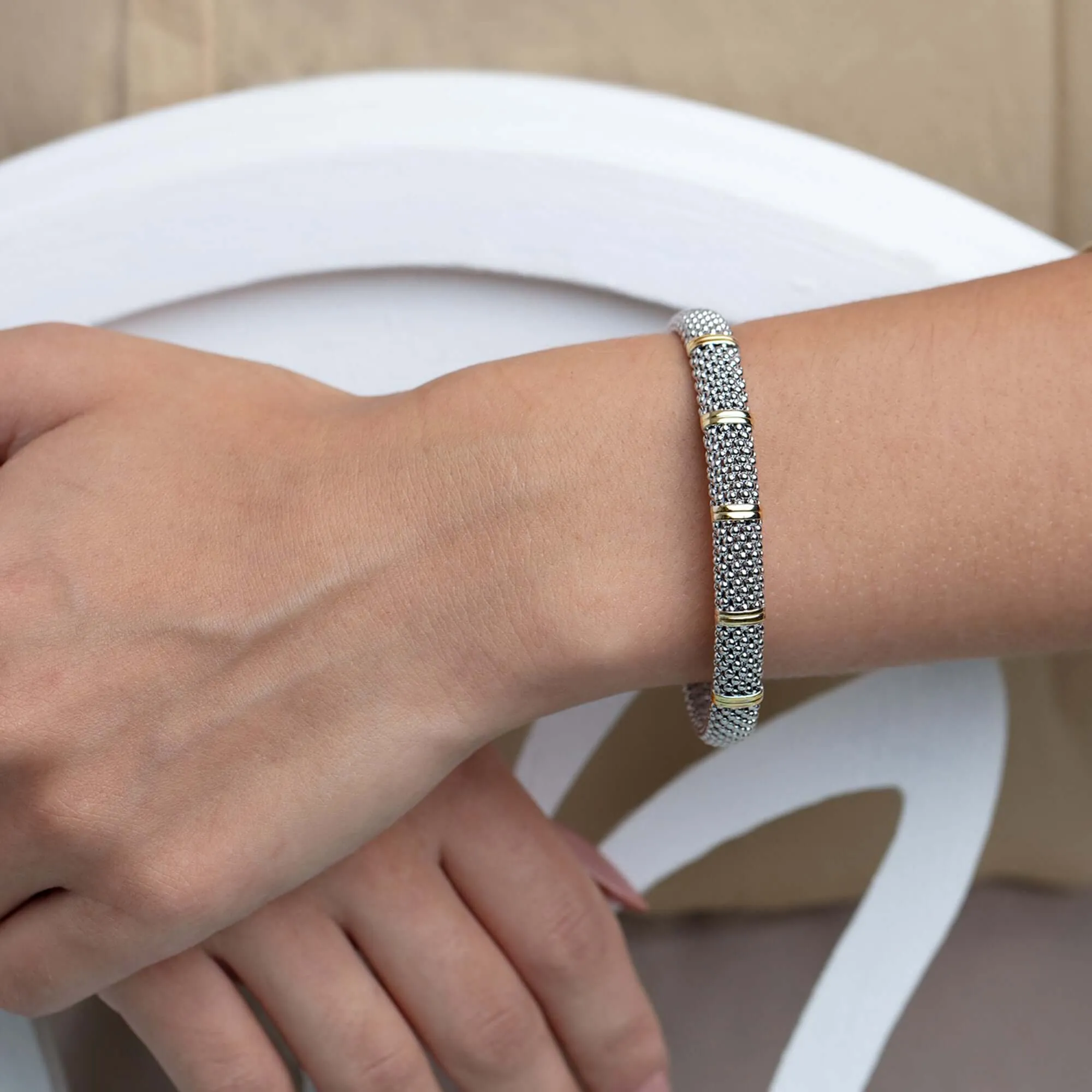 Silver & 18K Gold Prosecco Bar Bangle
