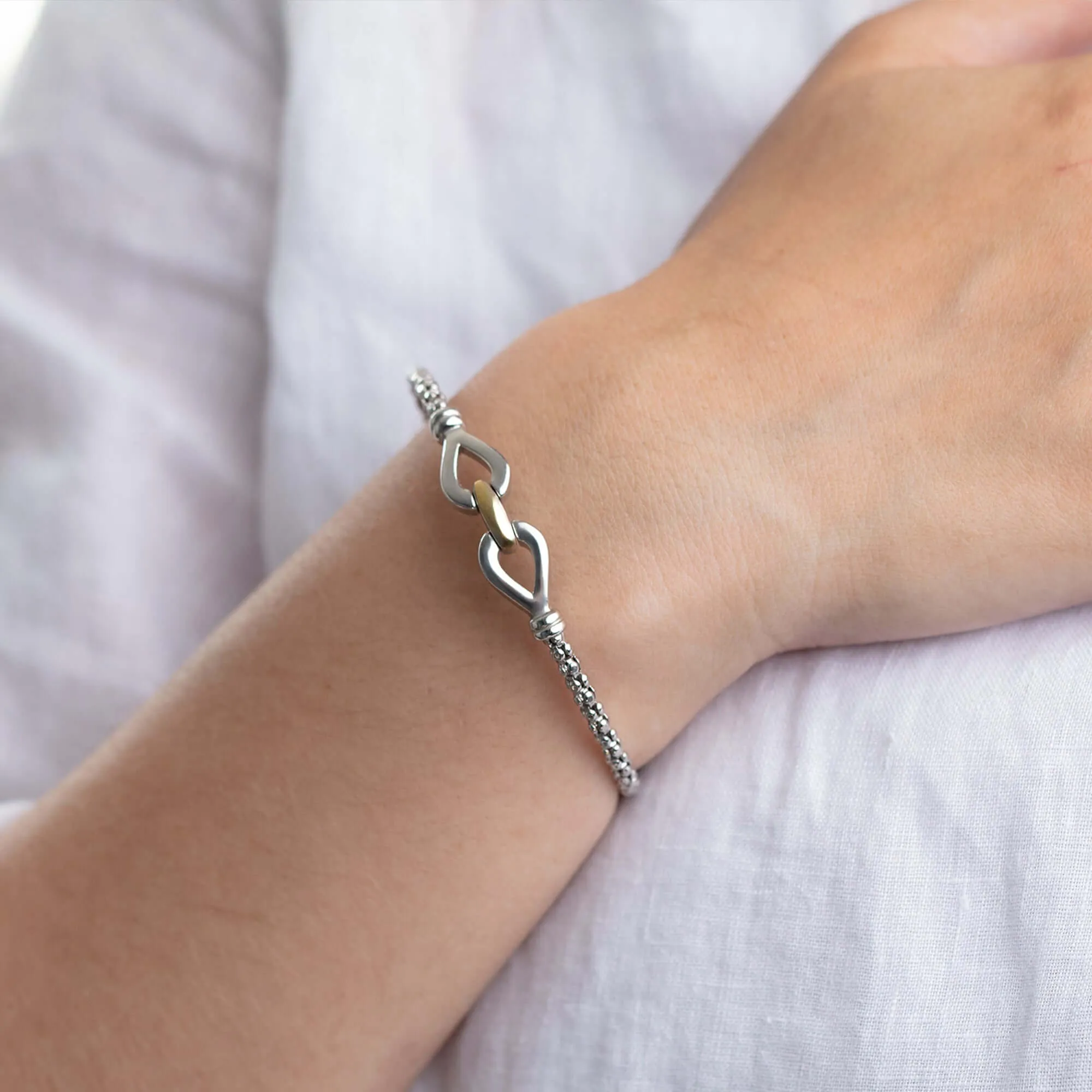 Silver & 18K Gold Prosecco Double Hook Bracelet