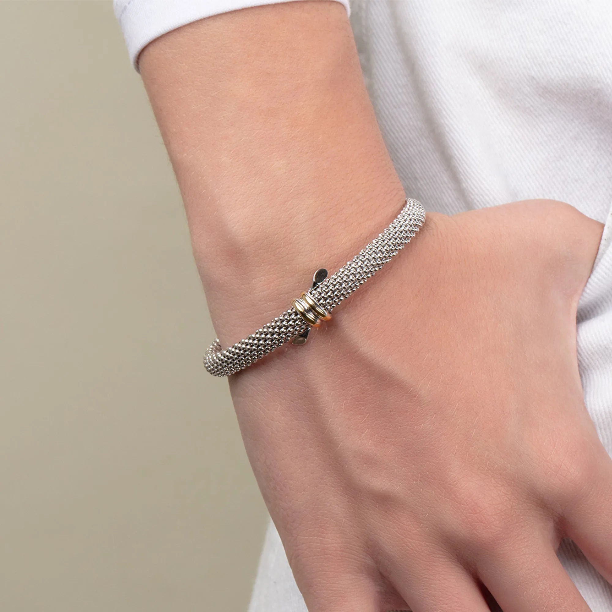 Silver & 18K Gold Prosecco Knot Cuff