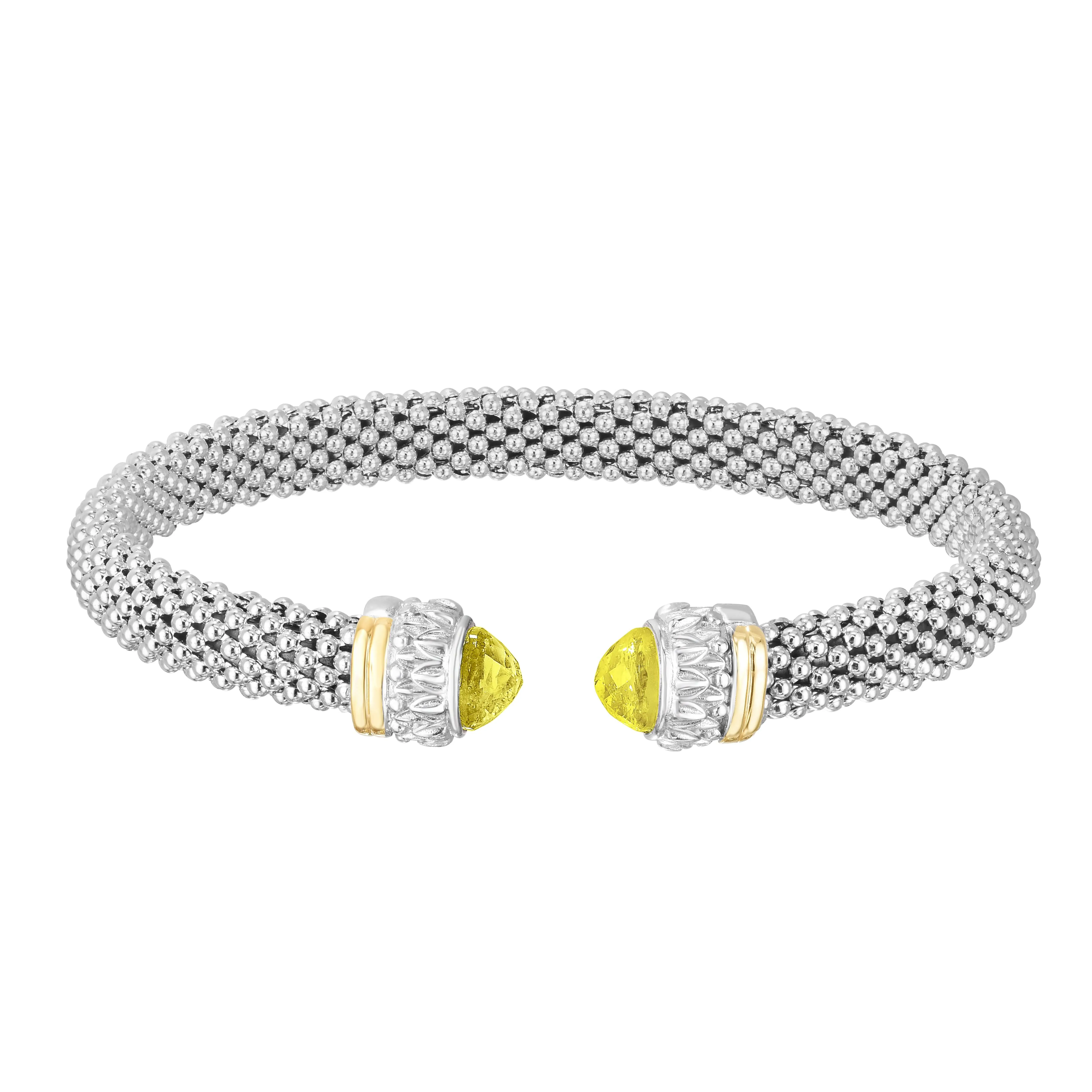 Silver & 18K Gold Prosecco Yellow Quartz Cuff