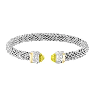 Silver & 18K Gold Prosecco Yellow Quartz Cuff