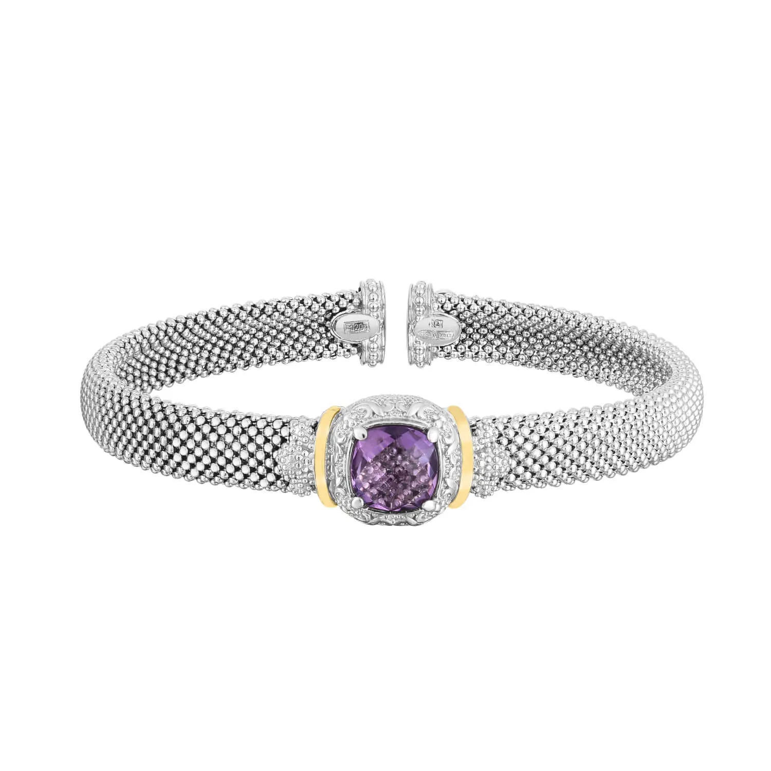 Silver & 18K Gold Small Amethyst Prosecco Bracelet