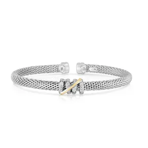 Silver & 18K Gold Small Diamond Tally Prosecco Bracelet