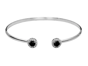 Silver Birthstone Cuff Bracelet- Black Spinel