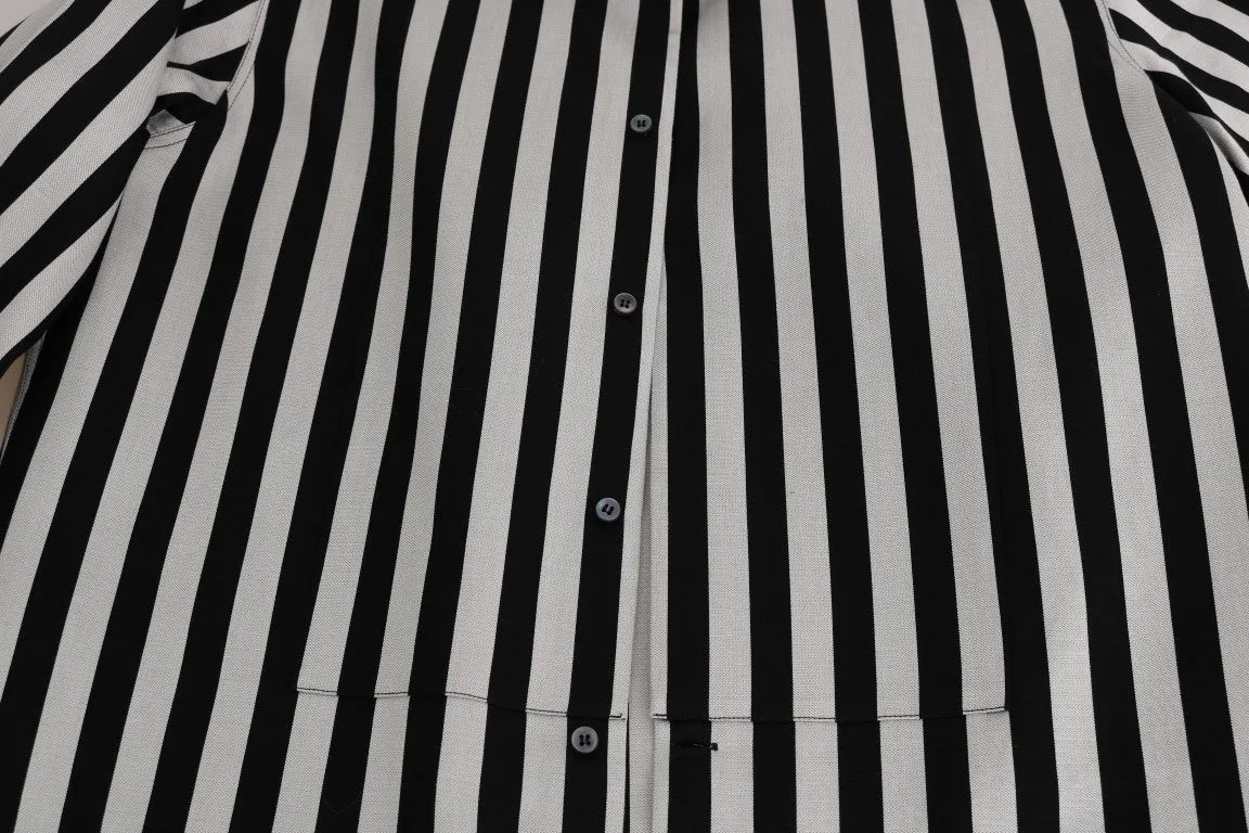 Silver Black Cotton Silk Shirt
