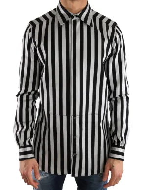 Silver Black Cotton Silk Shirt
