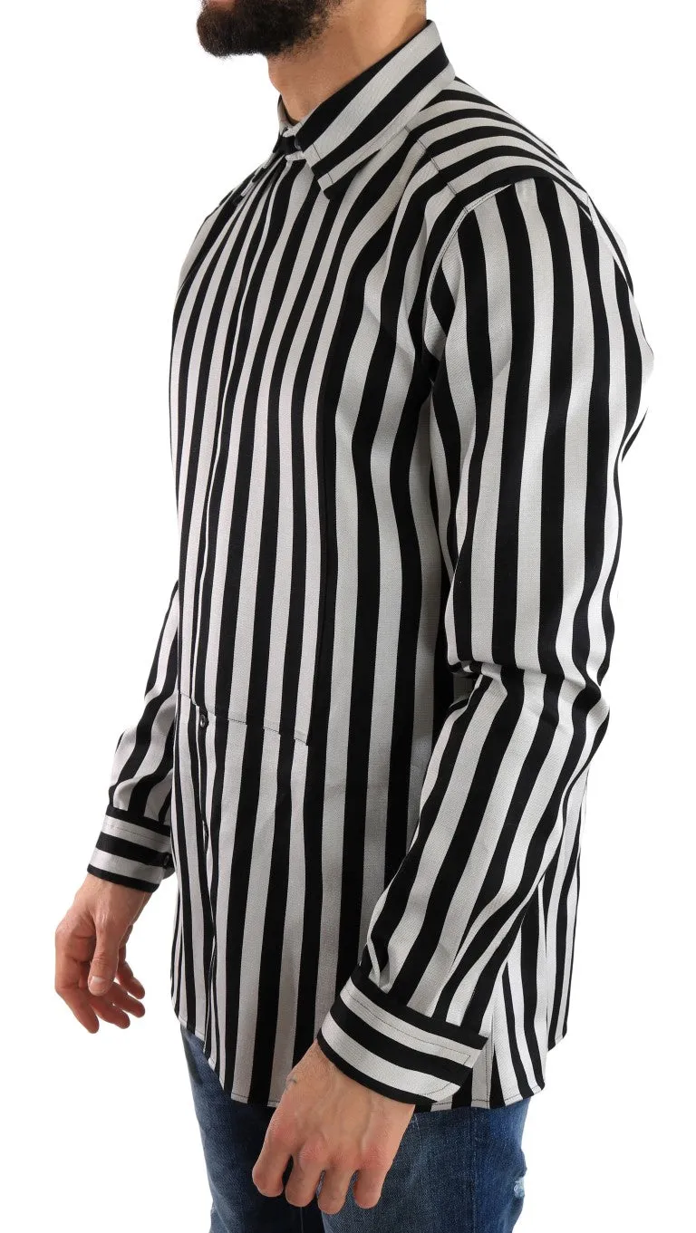 Silver Black Cotton Silk Shirt