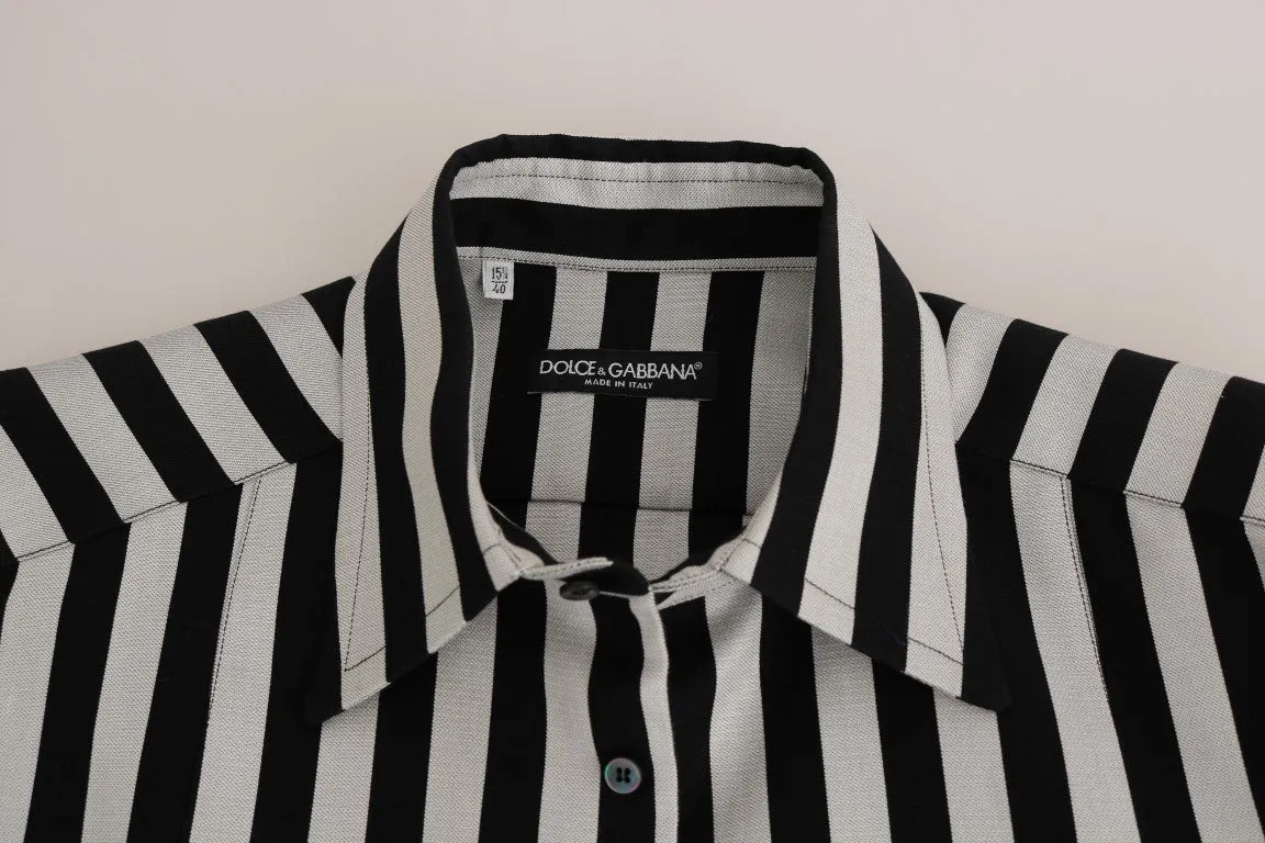 Silver Black Cotton Silk Shirt