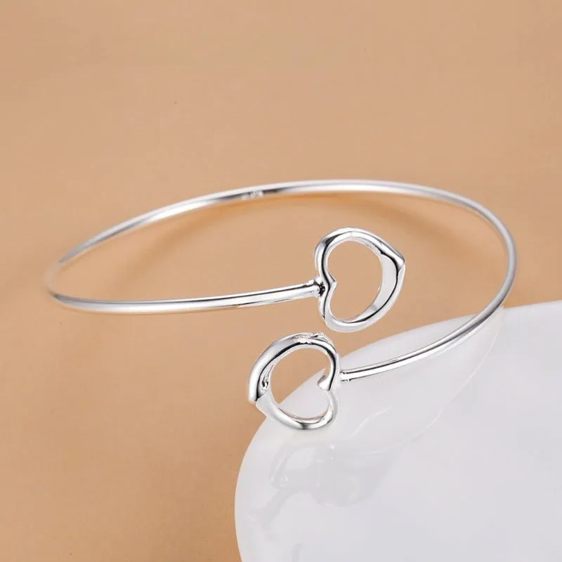 Silver Engagement Bracelet Bangle For Women Wedding Party Jewelry