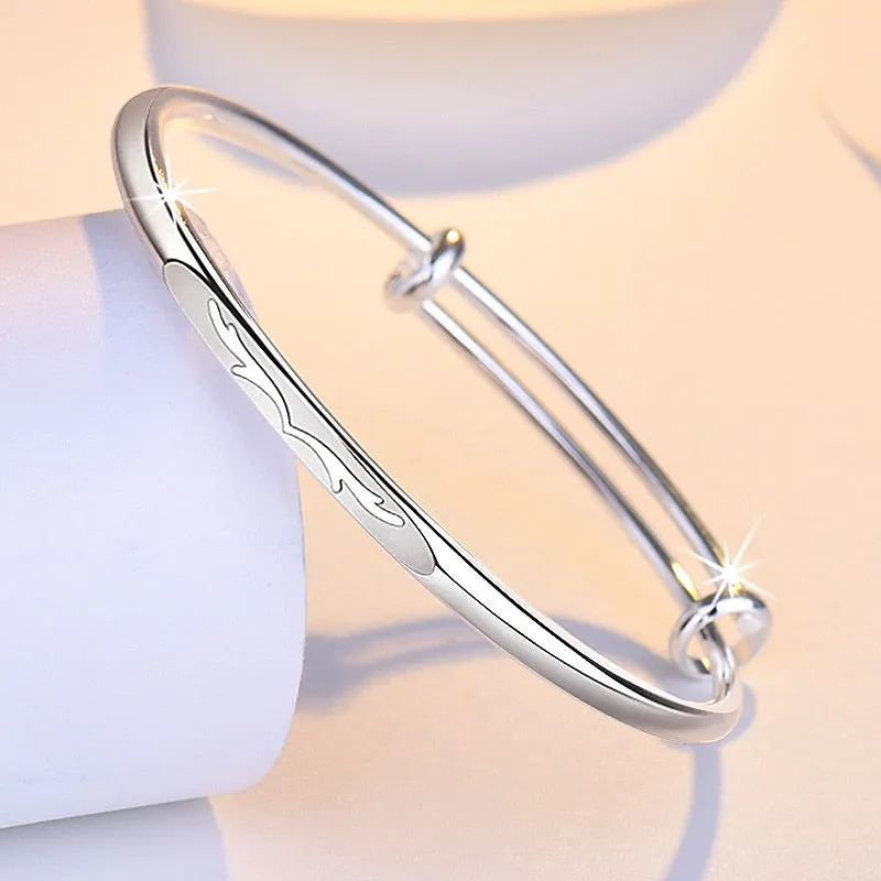 Silver Engagement Bracelet Bangle For Women Wedding Party Jewelry