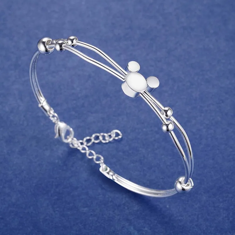 Silver Engagement Bracelet Bangle For Women Wedding Party Jewelry