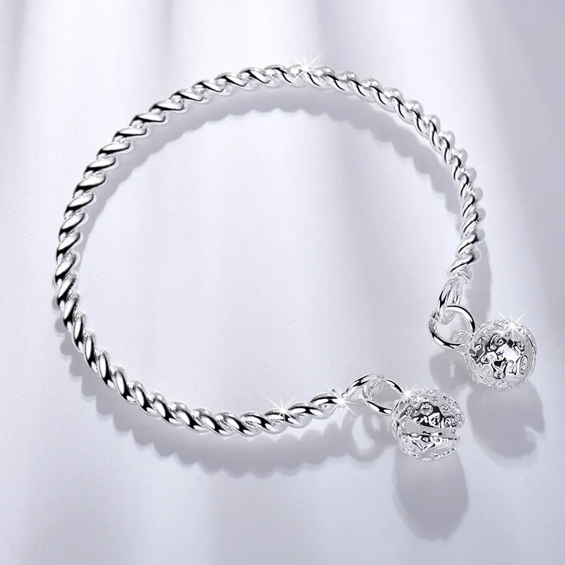 Silver Engagement Bracelet Bangle For Women Wedding Party Jewelry