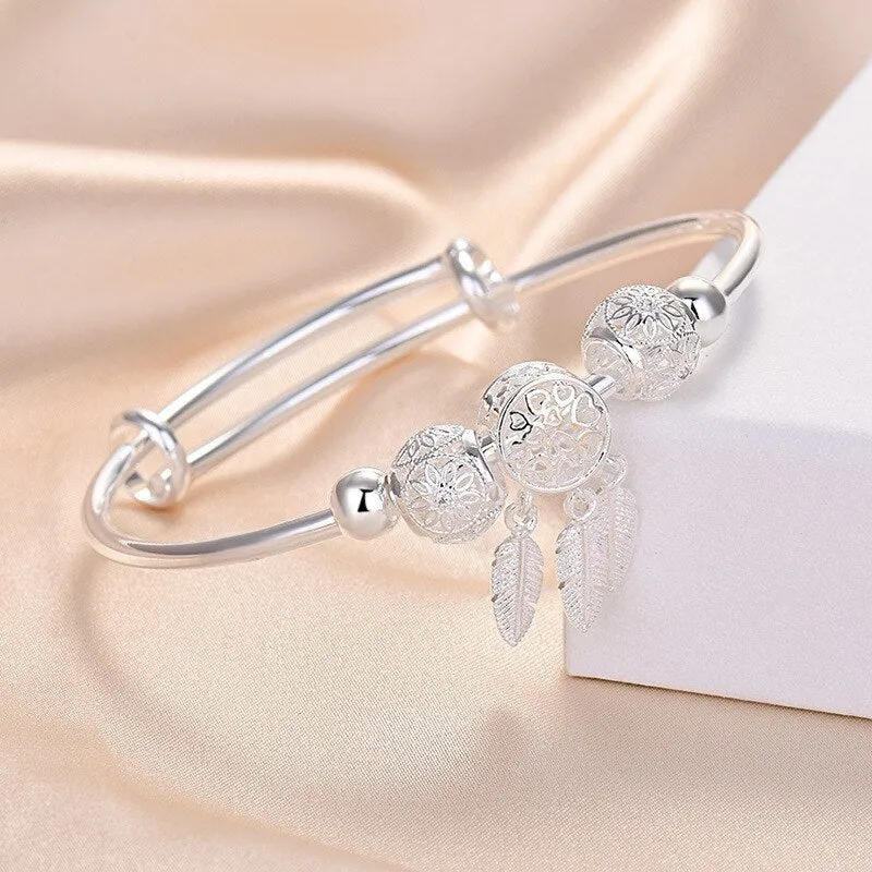 Silver Engagement Bracelet Bangle For Women Wedding Party Jewelry