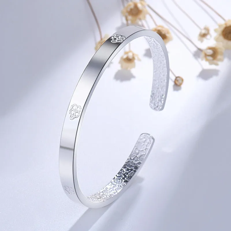 Silver Engagement Bracelet Bangle For Women Wedding Party Jewelry