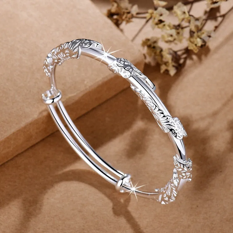 Silver Engagement Bracelet Bangle For Women Wedding Party Jewelry