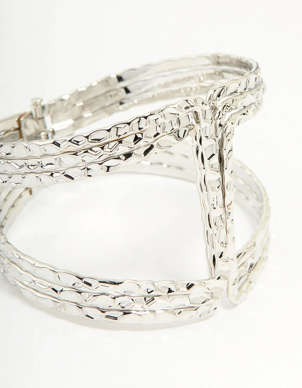 Silver Hammered Linear Cuff Bangle