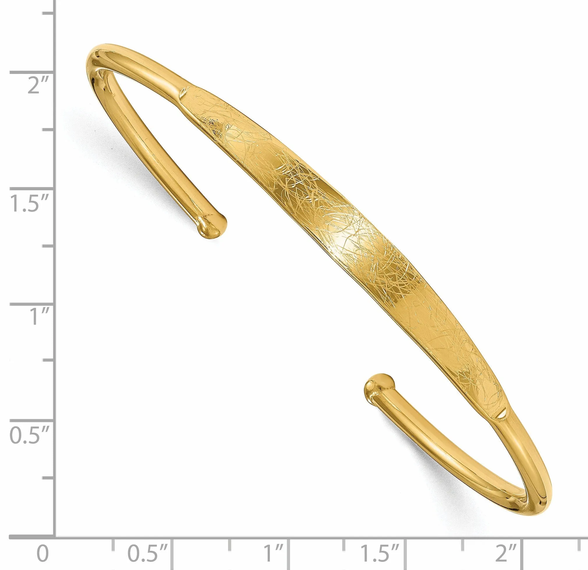 Silver Polished Scratch Finish Cuff Bangle