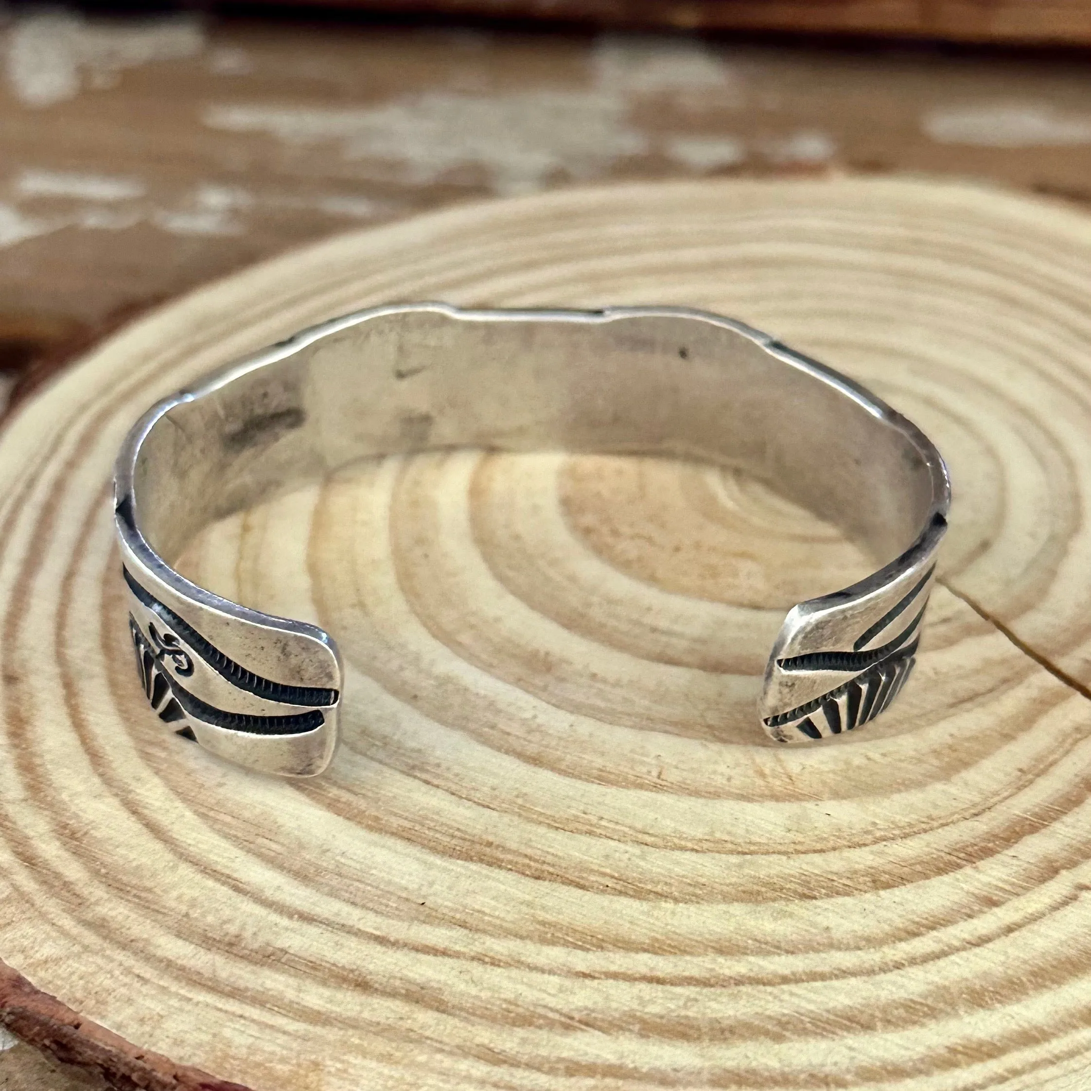 SILVER RIVER Sterling Silver Overlay Lizard Hopi Style Cuff 32g